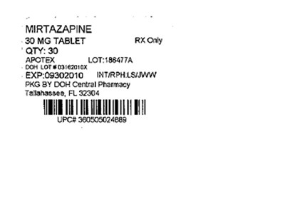 30mg Label - Mirtazapine 30mg(Apotex)